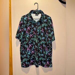 Sunday swagger Vibrant Leaf Print Polo Shirt